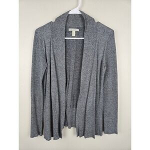 Dana Buchman Womens Gray Cardigan Sweater Size S Open Front Knit